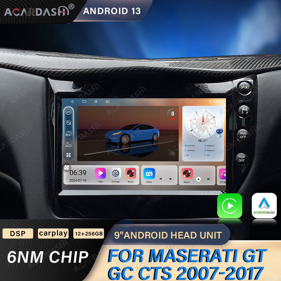 ACARDASH Gen 6 Android Head Unit – 12GB RAM, 256GB ROM, CarPlay for Maserati Granturismo & Grancabrio
